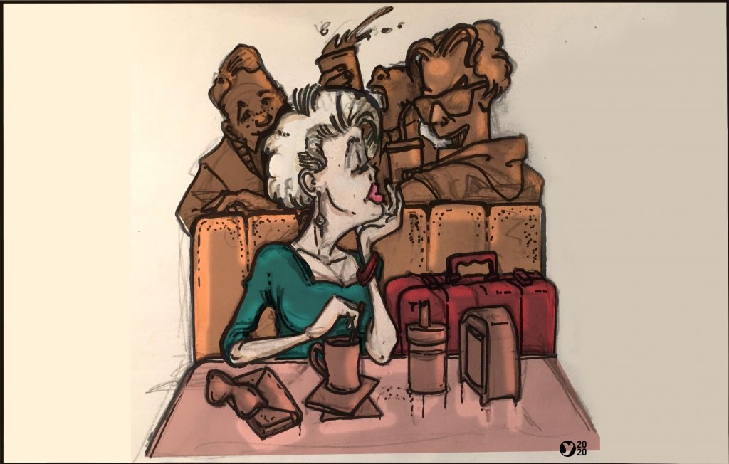 Illustration femme qui attend