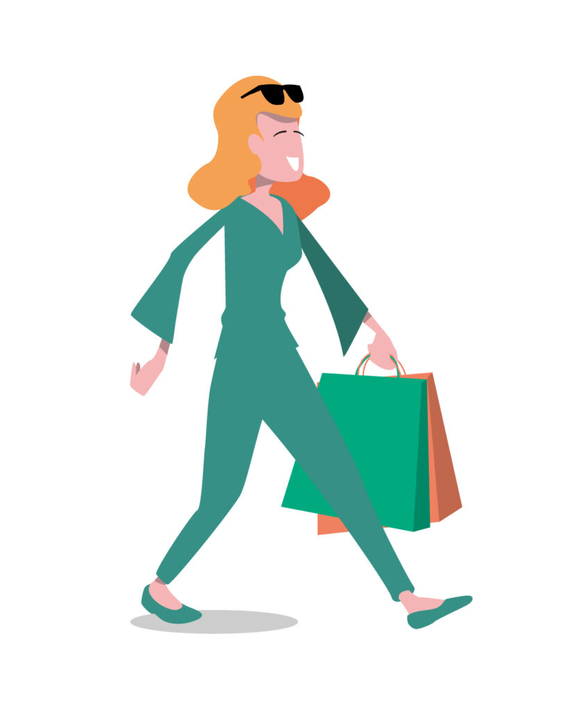 Illustration femme shopping